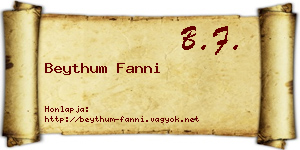 Beythum Fanni névjegykártya